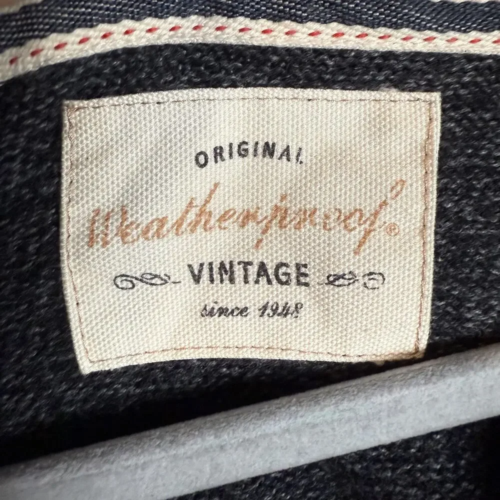 Weatherproof Vintage Sweater Mens Large Charcoal‎ Quarter Zip Knitted Cotton